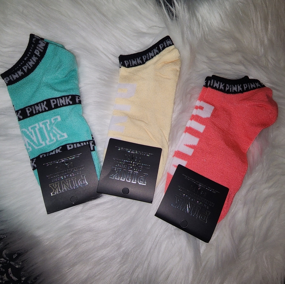 3 pairs of VS PINK low cut socks